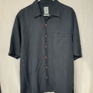 Jamaica Jaxx 100% Silk Button Up Shirt Charcoal Men’s L Resort Casual